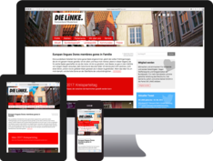Das Layout des neuen LINKEN CMS Das Layout des neuen LINKEN CMS als Beispiel auf Desktop-, Tablet- und Smartphonebildschirm