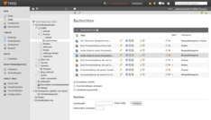 Ein Bildschirmfoto des Backends des LINKEN CMS mit TYPO3 CMS 6.2 LTS. Ausgewählt ist das Listenmodul.
